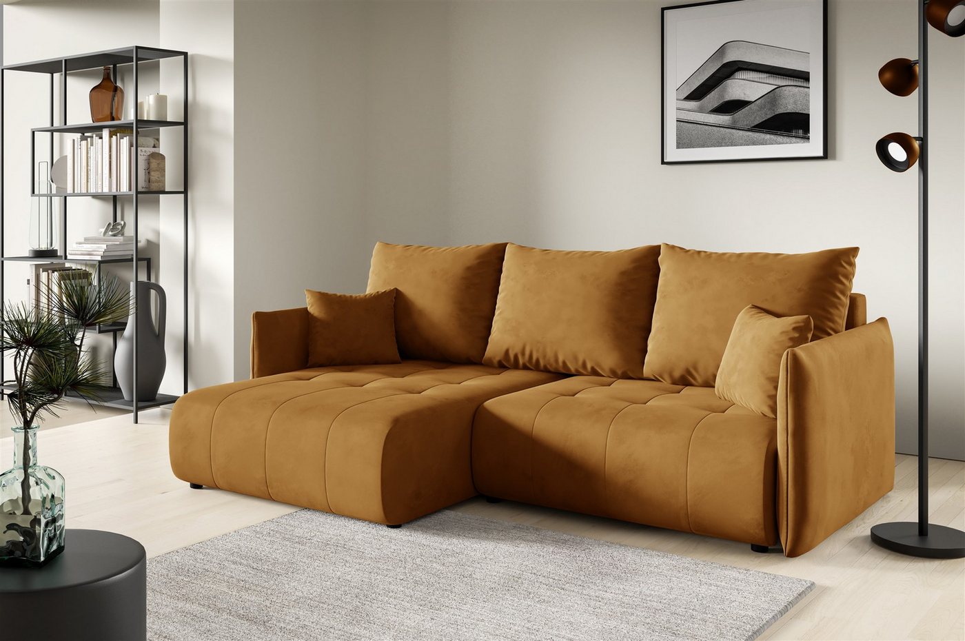 Fun Möbel Ecksofa Schlafsofa Sofa CANIO in Stoff Monolith, Ottomane Links oder Rechts, Bettkasten, Rundumbezug Fun Möbel Ecksofa Schlafsofa Sofa CANIO in Stoff Monolith, Ottomane Links oder Rechts, Bettkasten, Rundumbezug von Fun Möbel