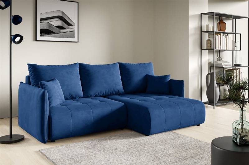 Fun Möbel Ecksofa Schlafsofa Sofa CANIO in Stoff Monolith, Ottomane Links oder Rechts, Bettkasten, Rundumbezug von Fun Möbel