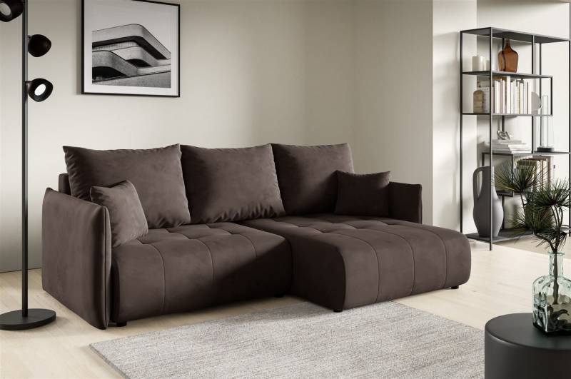 Fun Möbel Ecksofa Schlafsofa Sofa CANIO in Stoff Monolith, Ottomane Links oder Rechts, Bettkasten, Rundumbezug von Fun Möbel