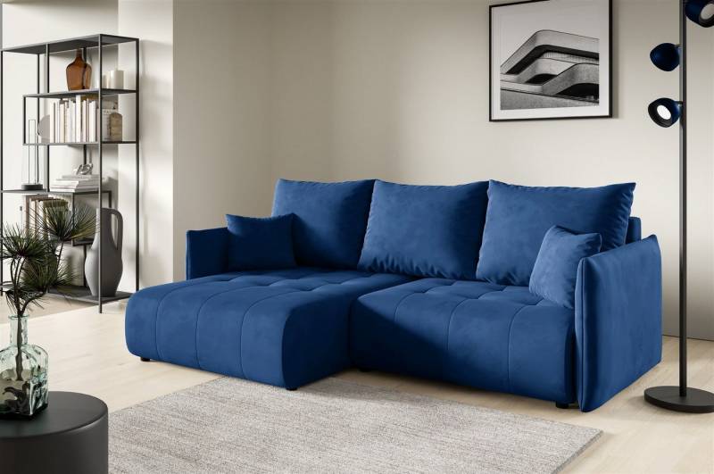 Fun Möbel Ecksofa Schlafsofa Sofa CANIO in Stoff Monolith, Ottomane Links oder Rechts, Bettkasten, Rundumbezug von Fun Möbel