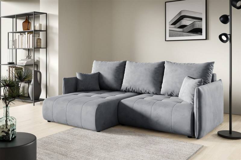 Fun Möbel Ecksofa Schlafsofa Sofa CANIO in Stoff Monolith, Ottomane Links oder Rechts, Bettkasten, Rundumbezug von Fun Möbel
