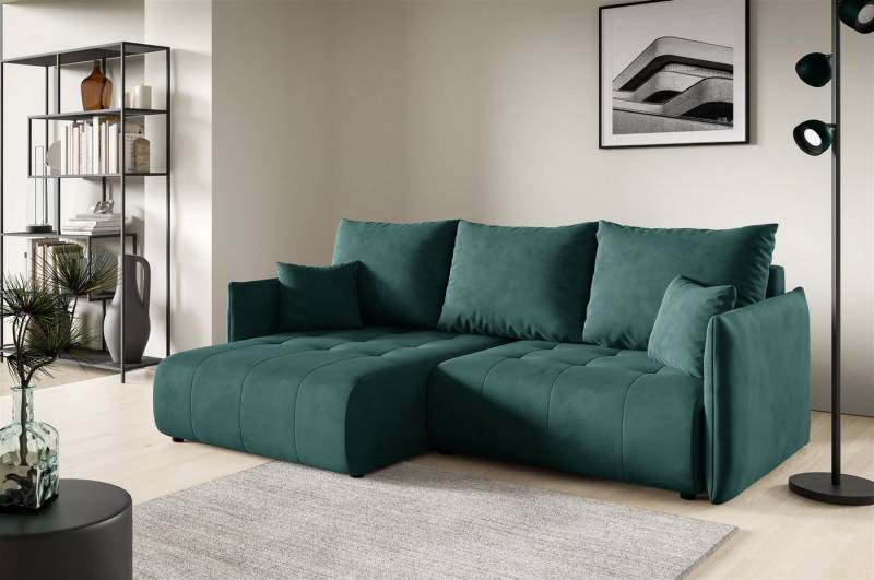 Fun Möbel Ecksofa Schlafsofa Sofa CANIO in Stoff Monolith, Ottomane Links oder Rechts, Bettkasten, Rundumbezug von Fun Möbel