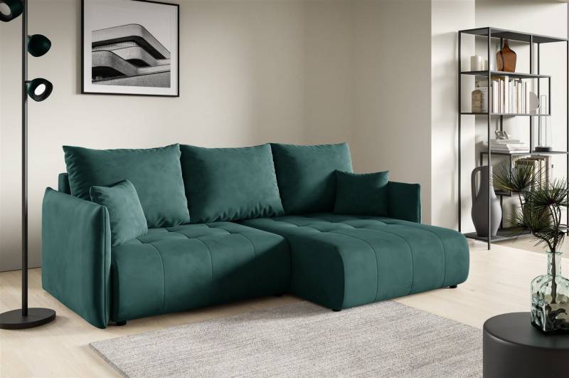 Fun Möbel Ecksofa Schlafsofa Sofa CANIO in Stoff Monolith, Ottomane Links oder Rechts, Bettkasten, Rundumbezug von Fun Möbel