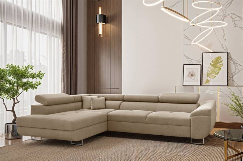 Fun Möbel Ecksofa Schlafsofa Sofa CARMELO in Stoff Nova, Ottomane Links oder Rechts, Rundumbezug von Fun Möbel