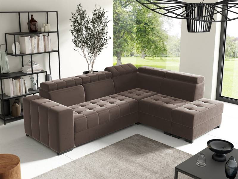Fun Möbel Ecksofa Schlafsofa Sofa CESENA in Stoff Salvador, Ottomane Links oder Rechts, Bettkästen, verstellbare Kopfstützen von Fun Möbel