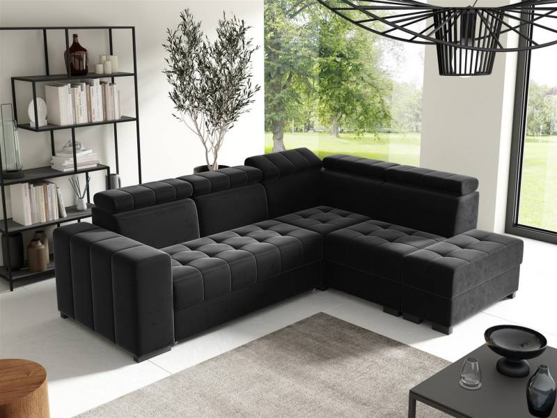 Fun Möbel Ecksofa Schlafsofa Sofa CESENA in Stoff Salvador, Ottomane Links oder Rechts, Bettkästen, verstellbare Kopfstützen von Fun Möbel