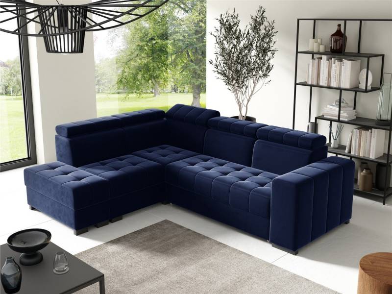 Fun Möbel Ecksofa Schlafsofa Sofa CESENA in Stoff Salvador, Ottomane Links oder Rechts, Bettkästen, verstellbare Kopfstützen von Fun Möbel