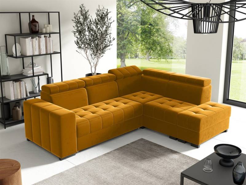 Fun Möbel Ecksofa Schlafsofa Sofa CESENA in Stoff Salvador, Ottomane Links oder Rechts, Bettkästen, verstellbare Kopfstützen von Fun Möbel