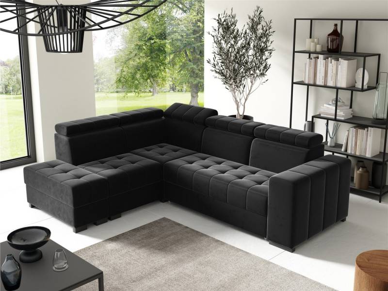 Fun Möbel Ecksofa Schlafsofa Sofa CESENA in Stoff Salvador, Ottomane Links oder Rechts, Bettkästen, verstellbare Kopfstützen von Fun Möbel