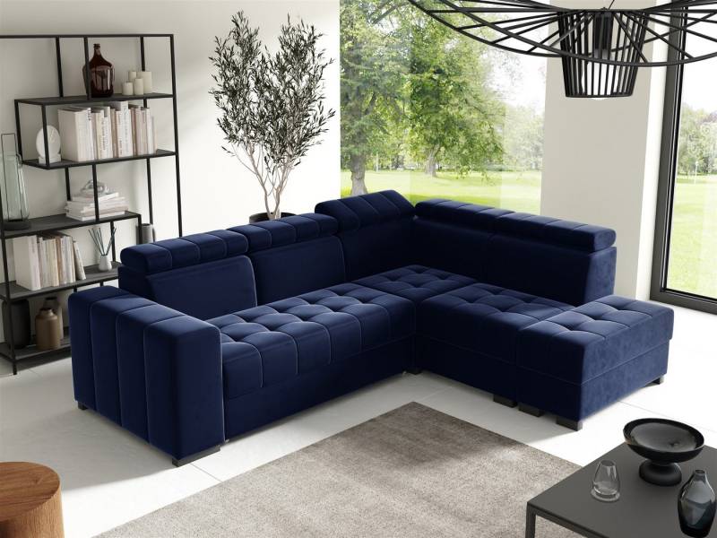 Fun Möbel Ecksofa Schlafsofa Sofa CESENA in Stoff Salvador, Ottomane Links oder Rechts, Bettkästen, verstellbare Kopfstützen von Fun Möbel