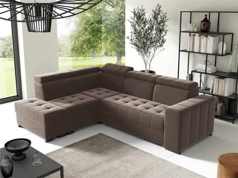 Fun Möbel Ecksofa Schlafsofa Sofa CESENA in Stoff Salvador, Ottomane Links oder Rechts, Bettkästen, verstellbare Kopfstützen von Fun Möbel