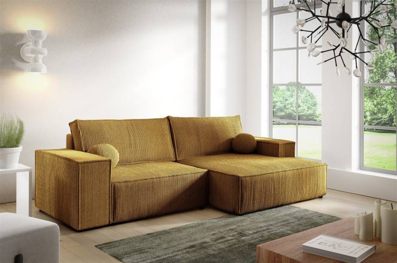Fun Möbel Ecksofa Schlafsofa Sofa CORUNIA XS in Stoff Poso, Ottomane Links oder Rechts, Bettkasten, Rundumbezug von Fun Möbel