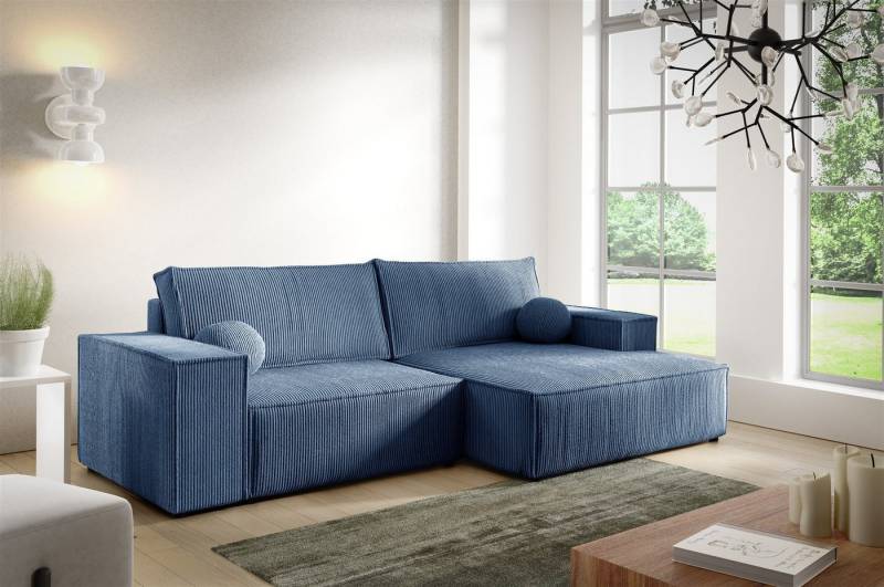 Fun Möbel Ecksofa Schlafsofa Sofa CORUNIA XS in Stoff Poso, Ottomane Links oder Rechts, Bettkasten, Rundumbezug von Fun Möbel