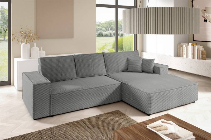 Fun Möbel Ecksofa Schlafsofa Sofa CORUNIA in Stoff Poso, Ottomane Links oder Rechts, Bettkasten, Rundumbezug von Fun Möbel