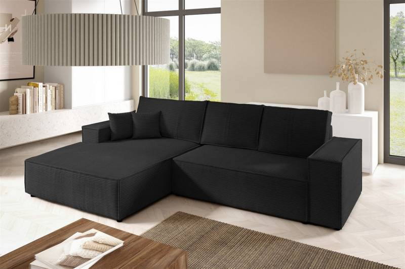 Fun Möbel Ecksofa Schlafsofa Sofa CORUNIA in Stoff Poso, Ottomane Links oder Rechts, Bettkasten, Rundumbezug von Fun Möbel