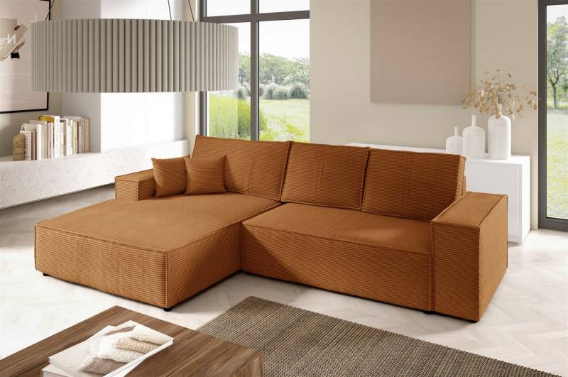 Fun Möbel Ecksofa Schlafsofa Sofa CORUNIA in Stoff Poso, Ottomane Links oder Rechts, Bettkasten, Rundumbezug von Fun Möbel