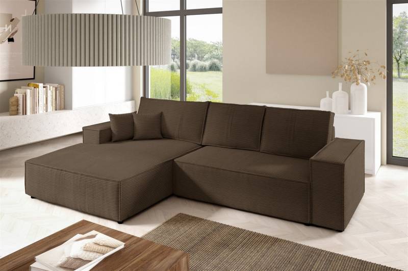Fun Möbel Ecksofa Schlafsofa Sofa CORUNIA in Stoff Poso, Ottomane Links oder Rechts, Bettkasten, Rundumbezug von Fun Möbel