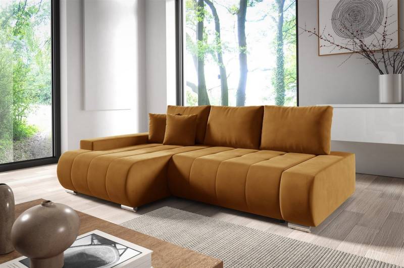 Fun Möbel Ecksofa Schlafsofa Sofa ELMO in Stoff Monolith, Ottomane Links oder Rechts, Rundumbezug von Fun Möbel