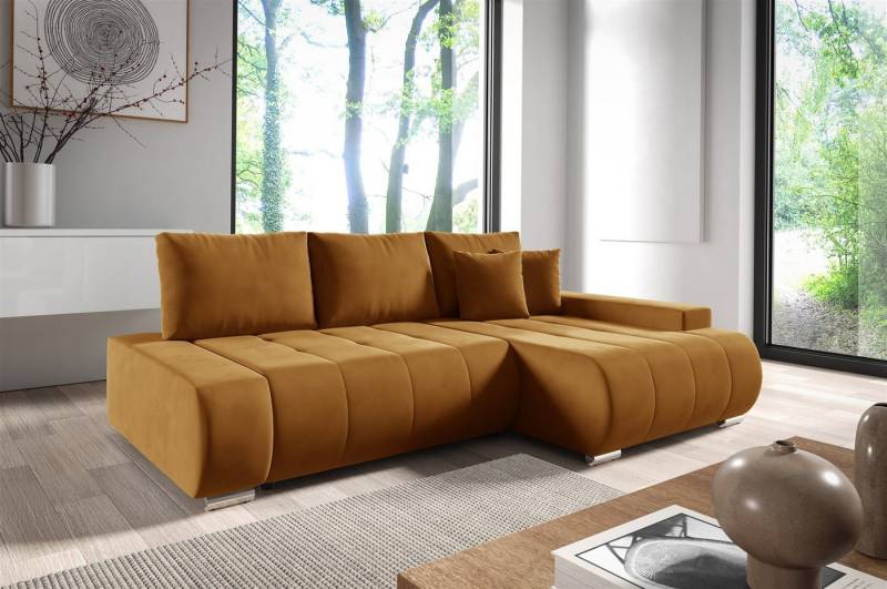 Fun Möbel Ecksofa Schlafsofa Sofa ELMO in Stoff Monolith, Ottomane Links oder Rechts, Rundumbezug von Fun Möbel