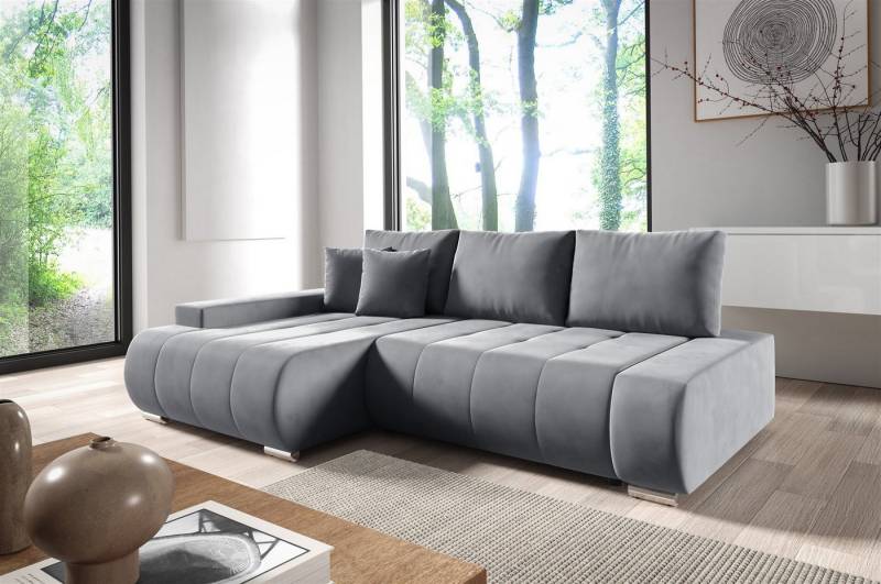 Fun Möbel Ecksofa Schlafsofa Sofa ELMO in Stoff Monolith, Ottomane Links oder Rechts, Rundumbezug von Fun Möbel