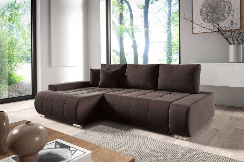 Fun Möbel Ecksofa Schlafsofa Sofa ELMO in Stoff Monolith, Ottomane Links oder Rechts, Rundumbezug von Fun Möbel
