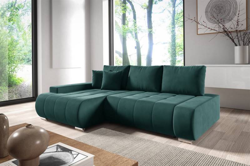 Fun Möbel Ecksofa Schlafsofa Sofa ELMO in Stoff Monolith, Ottomane Links oder Rechts, Rundumbezug von Fun Möbel