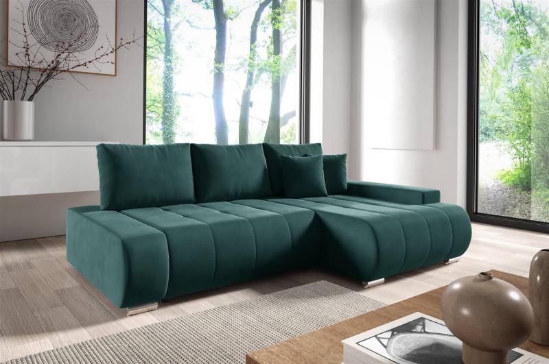 Fun Möbel Ecksofa Schlafsofa Sofa ELMO in Stoff Monolith, Ottomane Links oder Rechts, Rundumbezug von Fun Möbel