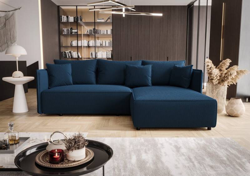 Fun Möbel Ecksofa Schlafsofa Sofa EVORA in Stoff Poso, Ottomane Links oder Rechts, Bettkasten, Rundumbezug von Fun Möbel