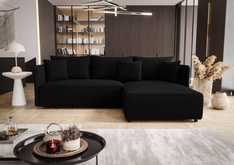 Fun Möbel Ecksofa Schlafsofa Sofa EVORA in Stoff Poso, Ottomane Links oder Rechts, Bettkasten, Rundumbezug von Fun Möbel