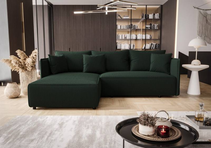 Fun Möbel Ecksofa Schlafsofa Sofa EVORA in Stoff Poso, Ottomane Links oder Rechts, Bettkasten, Rundumbezug von Fun Möbel
