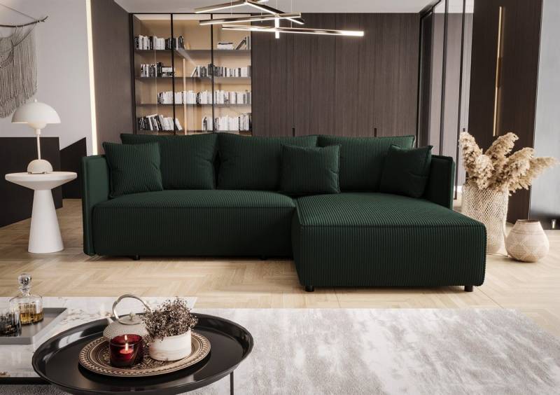 Fun Möbel Ecksofa Schlafsofa Sofa EVORA in Stoff Poso, Ottomane Links oder Rechts, Bettkasten, Rundumbezug von Fun Möbel