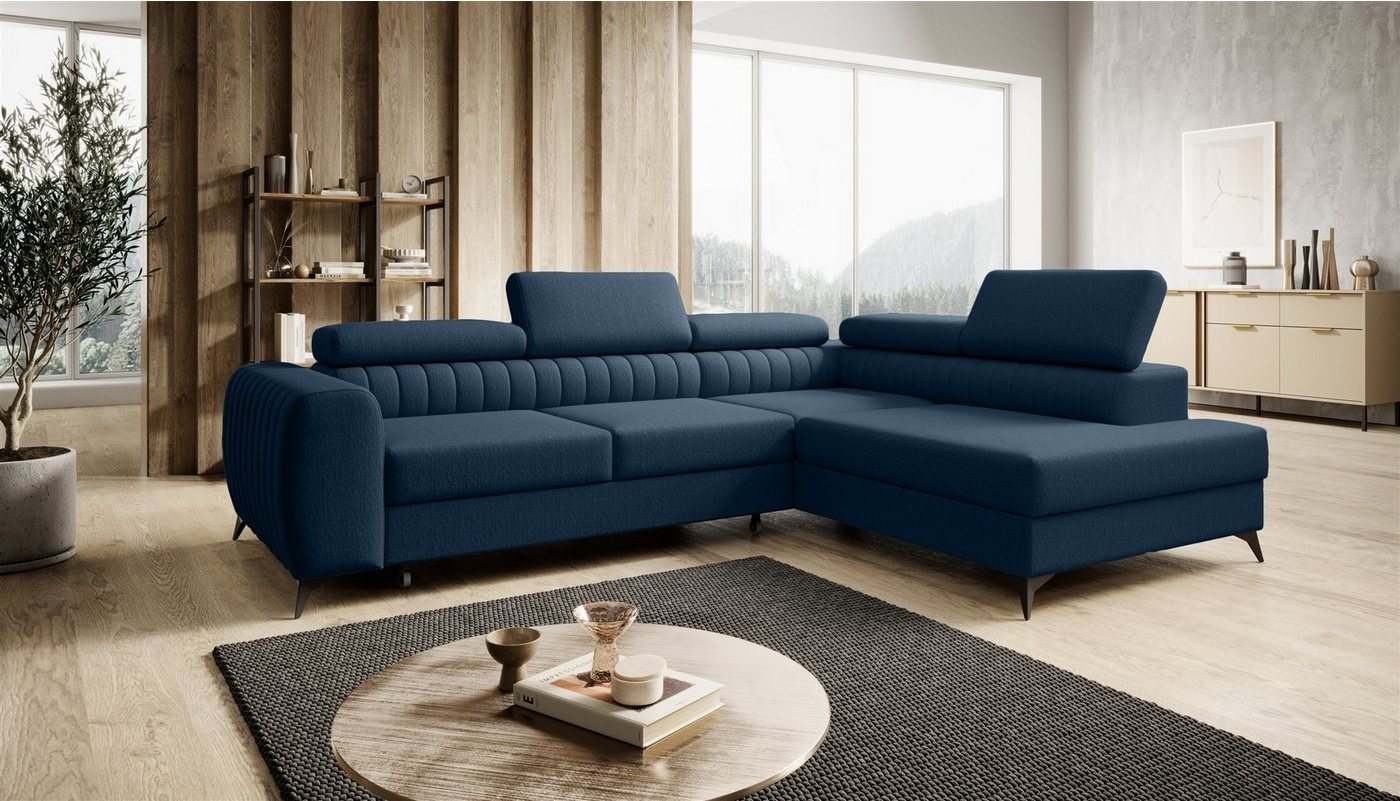 Fun Möbel Ecksofa Schlafsofa Sofa FARGO in Stoff Vogue Ottomane Rechts oder Links, einstellbare Kopfstützen, Mit Schlaffunktion und Bettkasten, frei im Raum stellbar von Fun Möbel