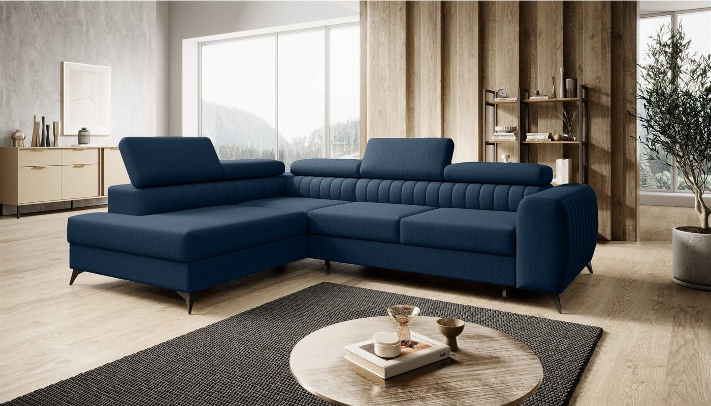 Fun Möbel Ecksofa Schlafsofa Sofa FARGO in Stoff Vogue Ottomane Rechts oder Links, einstellbare Kopfstützen, Mit Schlaffunktion und Bettkasten, frei im Raum stellbar von Fun Möbel