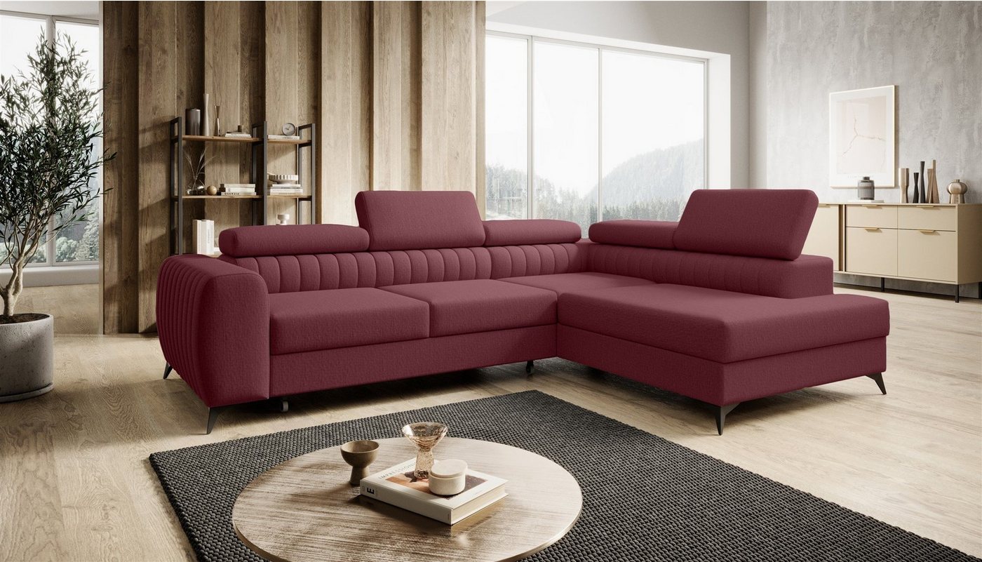 Fun Möbel Ecksofa Schlafsofa Sofa FARGO in Stoff Vogue Ottomane Rechts oder Links, einstellbare Kopfstützen, Mit Schlaffunktion und Bettkasten, frei im Raum stellbar von Fun Möbel