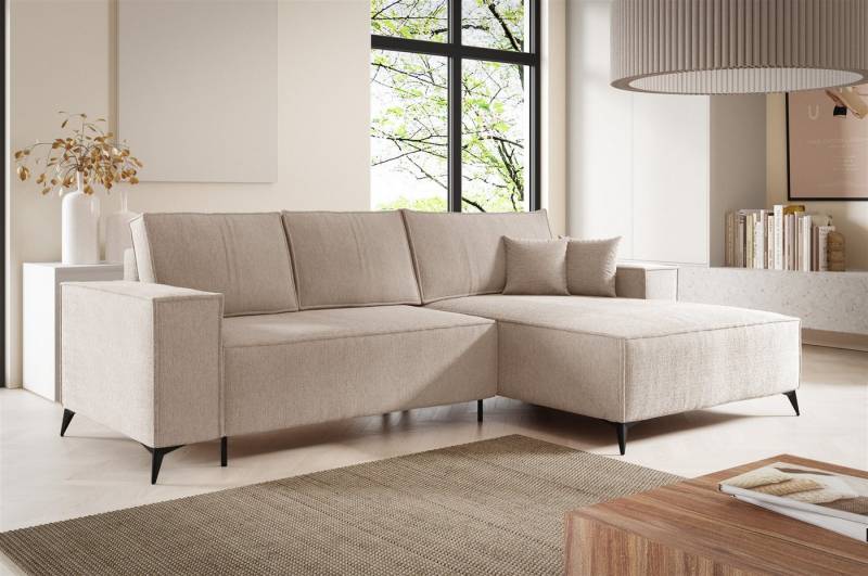 Fun Möbel Ecksofa Schlafsofa Sofa FIORE in Stoff Aragon, Ottomane Links oder Rechts, Rundumbezug von Fun Möbel