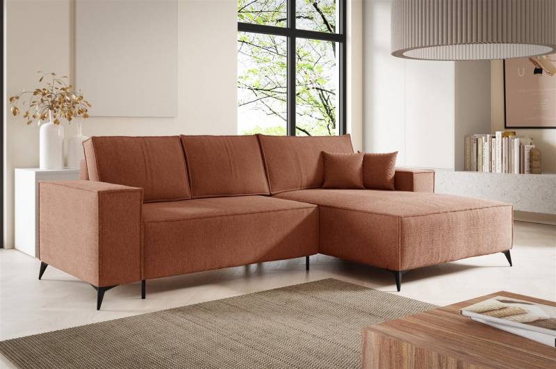 Fun Möbel Ecksofa Schlafsofa Sofa FIORE in Stoff Aragon, Ottomane Links oder Rechts, Rundumbezug von Fun Möbel