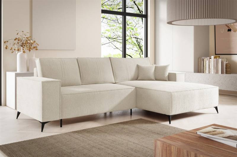 Fun Möbel Ecksofa Schlafsofa Sofa FIORE in Stoff Aragon, Ottomane Links oder Rechts, Rundumbezug von Fun Möbel