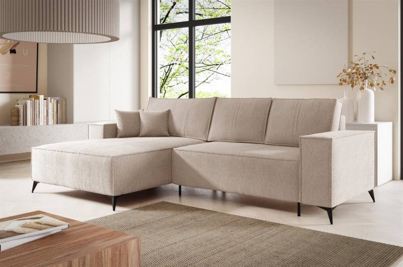 Fun Möbel Ecksofa Schlafsofa Sofa FIORE in Stoff Aragon, Ottomane Links oder Rechts, Rundumbezug von Fun Möbel