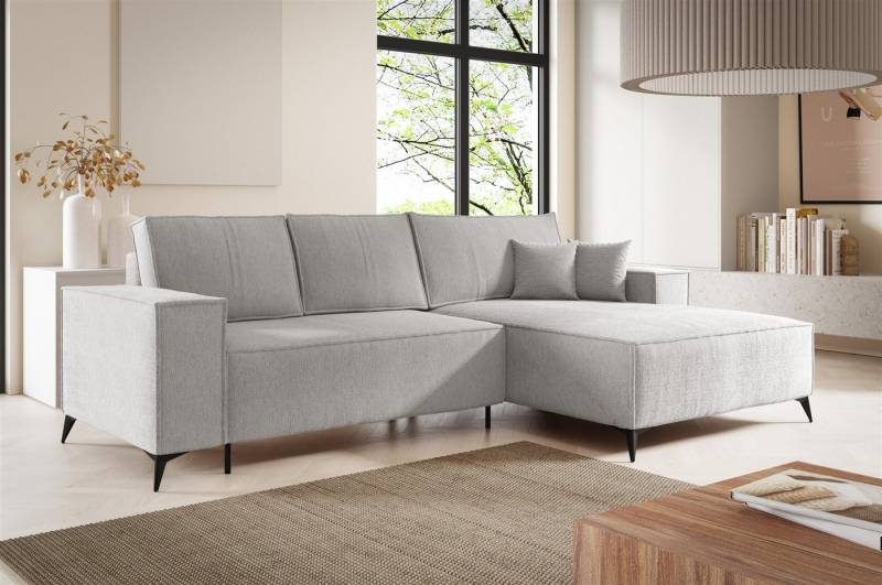 Fun Möbel Ecksofa Schlafsofa Sofa FIORE in Stoff Aragon, Ottomane Links oder Rechts, Rundumbezug von Fun Möbel