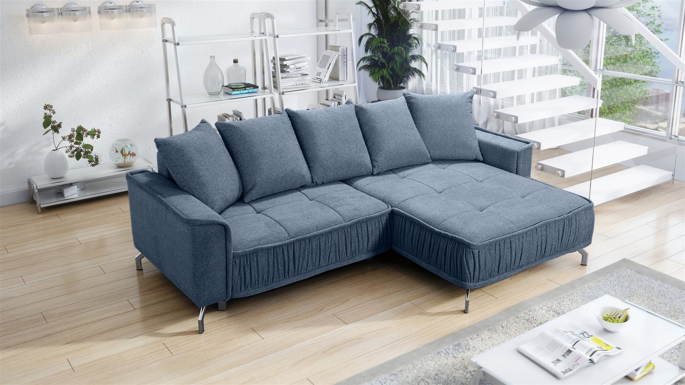 Fun Möbel Ecksofa Schlafsofa Sofa FLORENCE in Stoff, inkl. 5 Rückenkissen, inkl. Schlaffunktion mit Bettkasten, Rundumbezug von Fun Möbel