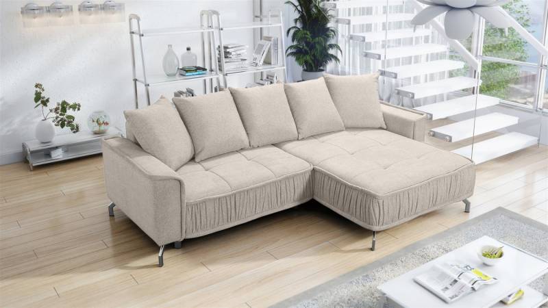 Fun Möbel Ecksofa Schlafsofa Sofa FLORENCE in Stoff, inkl. 5 Rückenkissen, inkl. Schlaffunktion von Fun Möbel
