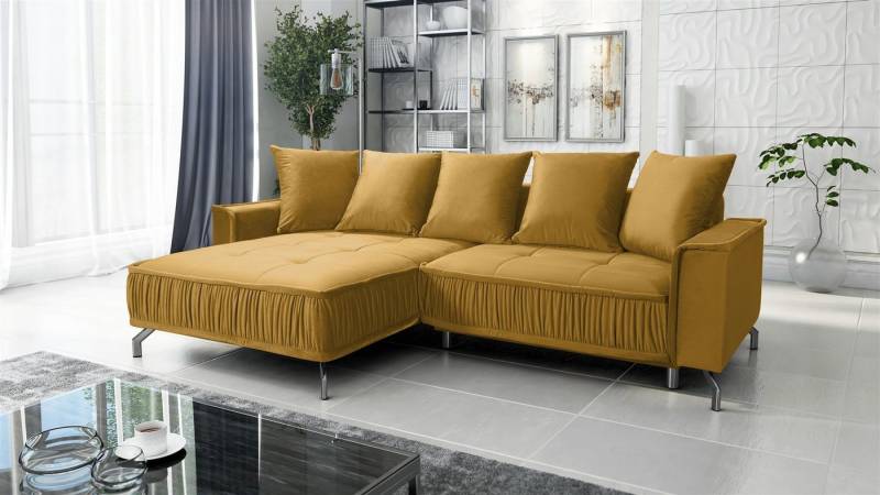 Fun Möbel Ecksofa Schlafsofa Sofa FLORENCE in Stoff, inkl. 5 Rückenkissen, inkl. Schlaffunktion von Fun Möbel