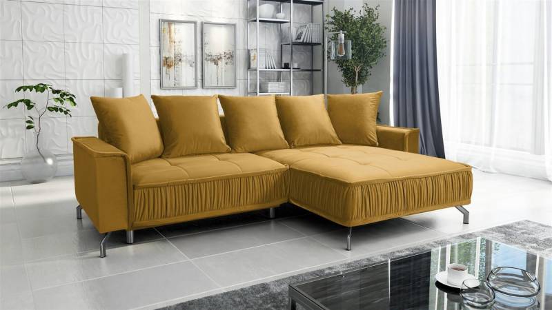 Fun Möbel Ecksofa Schlafsofa Sofa FLORENCE in Stoff, inkl. 5 Rückenkissen, inkl. Schlaffunktion von Fun Möbel
