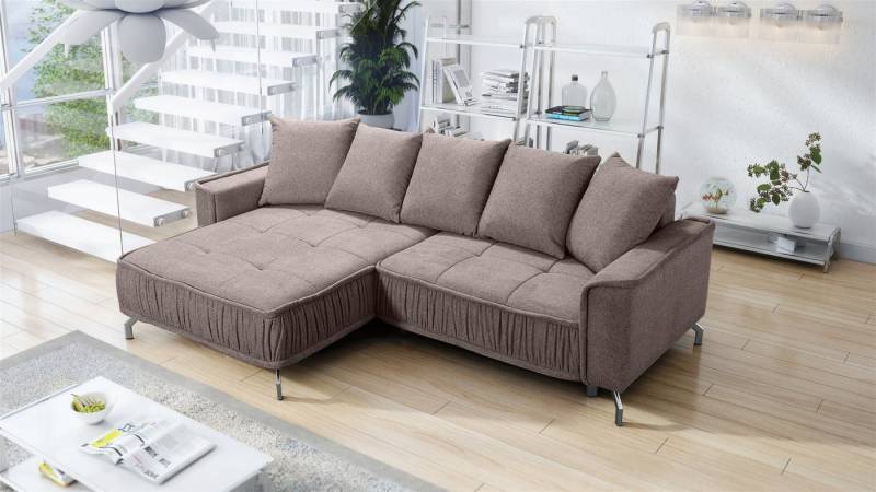 Fun Möbel Ecksofa Schlafsofa Sofa FLORENCE in Stoff, inkl. 5 Rückenkissen, inkl. Schlaffunktion von Fun Möbel