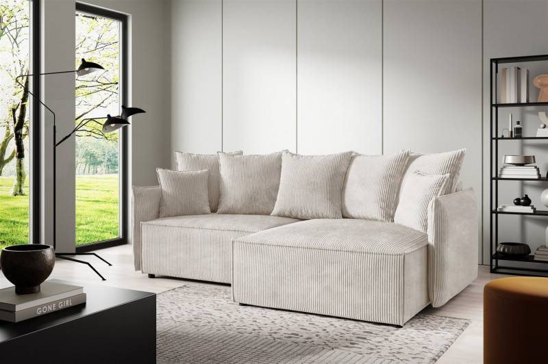 Fun Möbel Ecksofa Schlafsofa Sofa FUN CARMELA mit Ottomane in Stoff, Rundumbezug von Fun Möbel