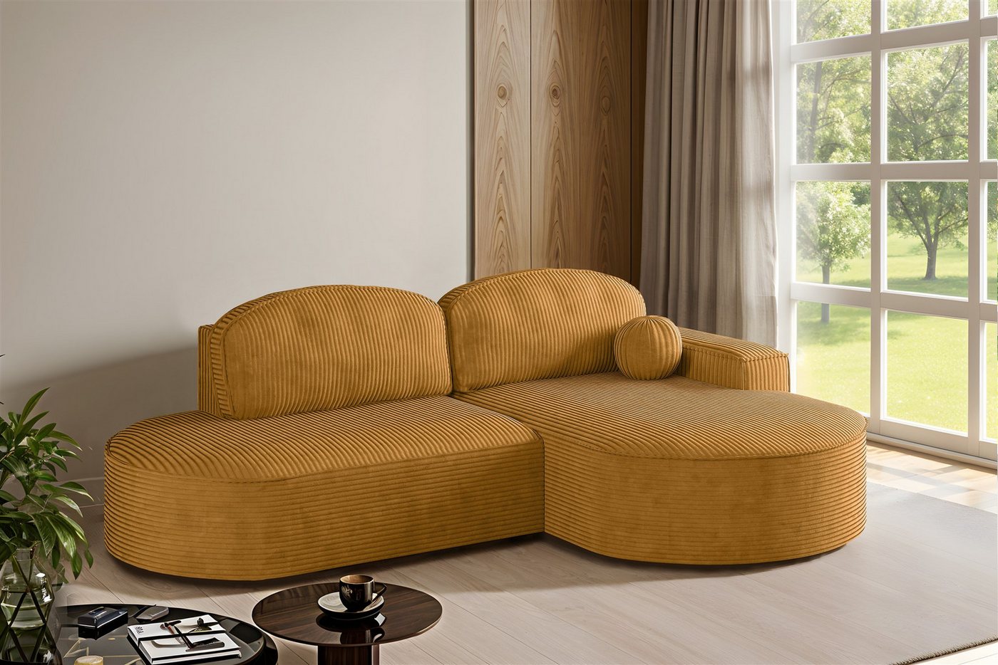 Fun Möbel Ecksofa Schlafsofa Sofa FUN CASTIGO mit Ottomane in Stoff Poso, Rundumbezug von Fun Möbel