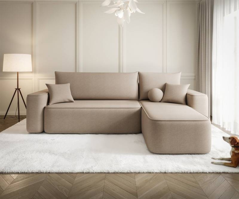 Fun Möbel Ecksofa Schlafsofa Sofa FUN KAMI mit Ottomane in Stoff, Rundumbezug, mit Bettkasten von Fun Möbel