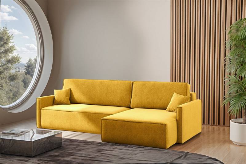 Fun Möbel Ecksofa Schlafsofa Sofa FUN MARIUS in Stoff, inkl. 2 Zierkissen, Inkl. Bettkasten von Fun Möbel
