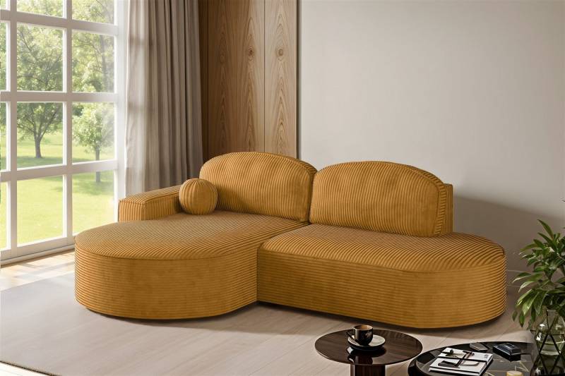 Fun Möbel Ecksofa Schlafsofa Sofa GIRONA mit Ottomane in Stoff Poso, Rundumbezug von Fun Möbel
