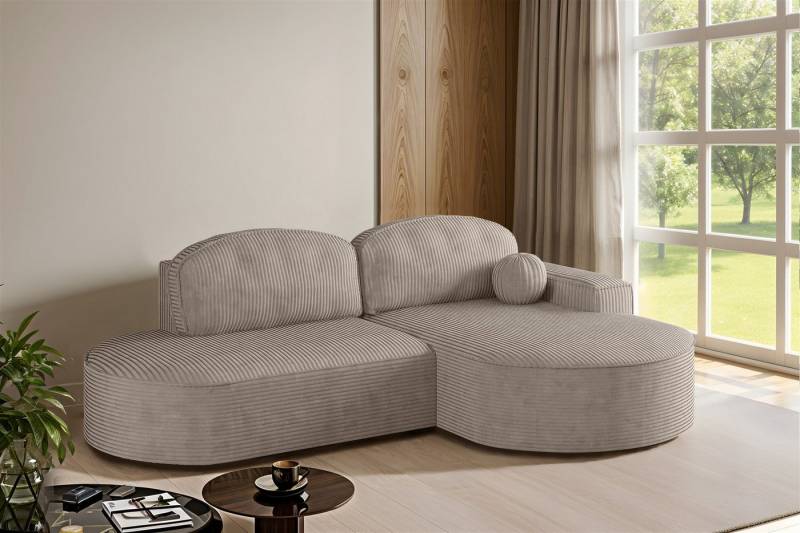 Fun Möbel Ecksofa Schlafsofa Sofa GIRONA mit Ottomane in Stoff Poso, Rundumbezug von Fun Möbel